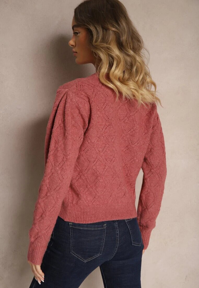 acajo Pulover Roz în Stil Clasic cu Model Embosat Deriel