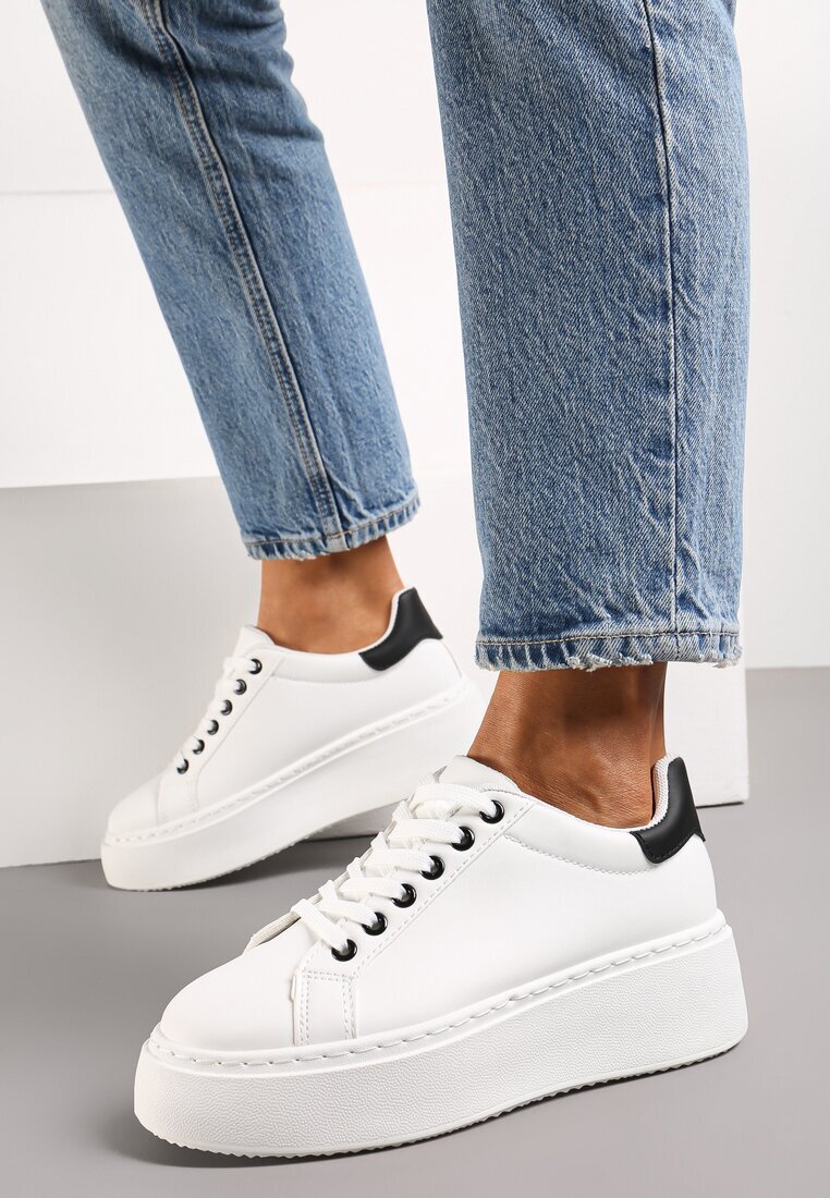  Adidași Alb-Negru pe Platformă la modă Broida