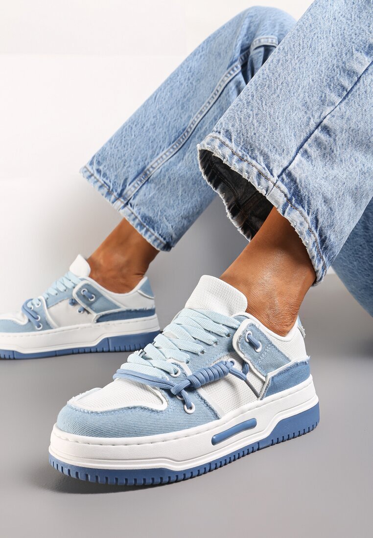  Adidași Albastri pe platformă cu șireturi decorative Aqara