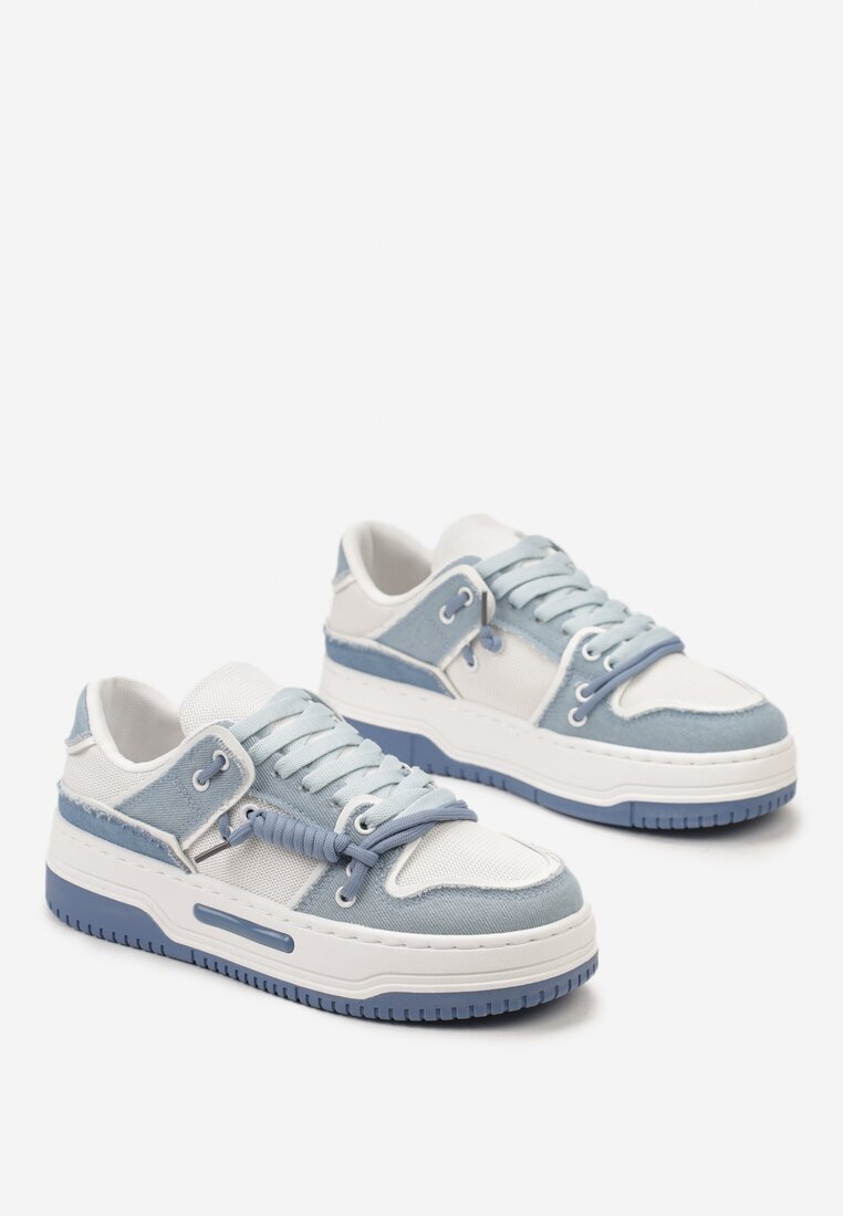  Adidași Albastri pe platformă cu șireturi decorative Aqara