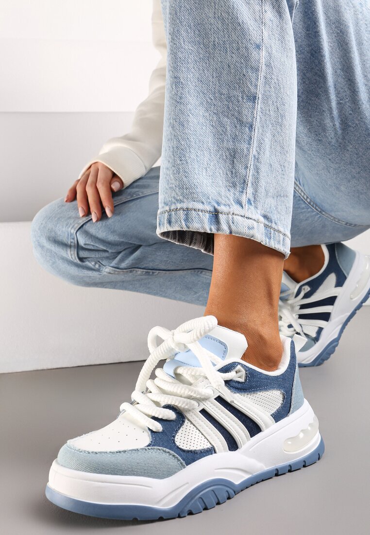  Adidași Albaștri pe talpă groasă cu sclipici Lenema