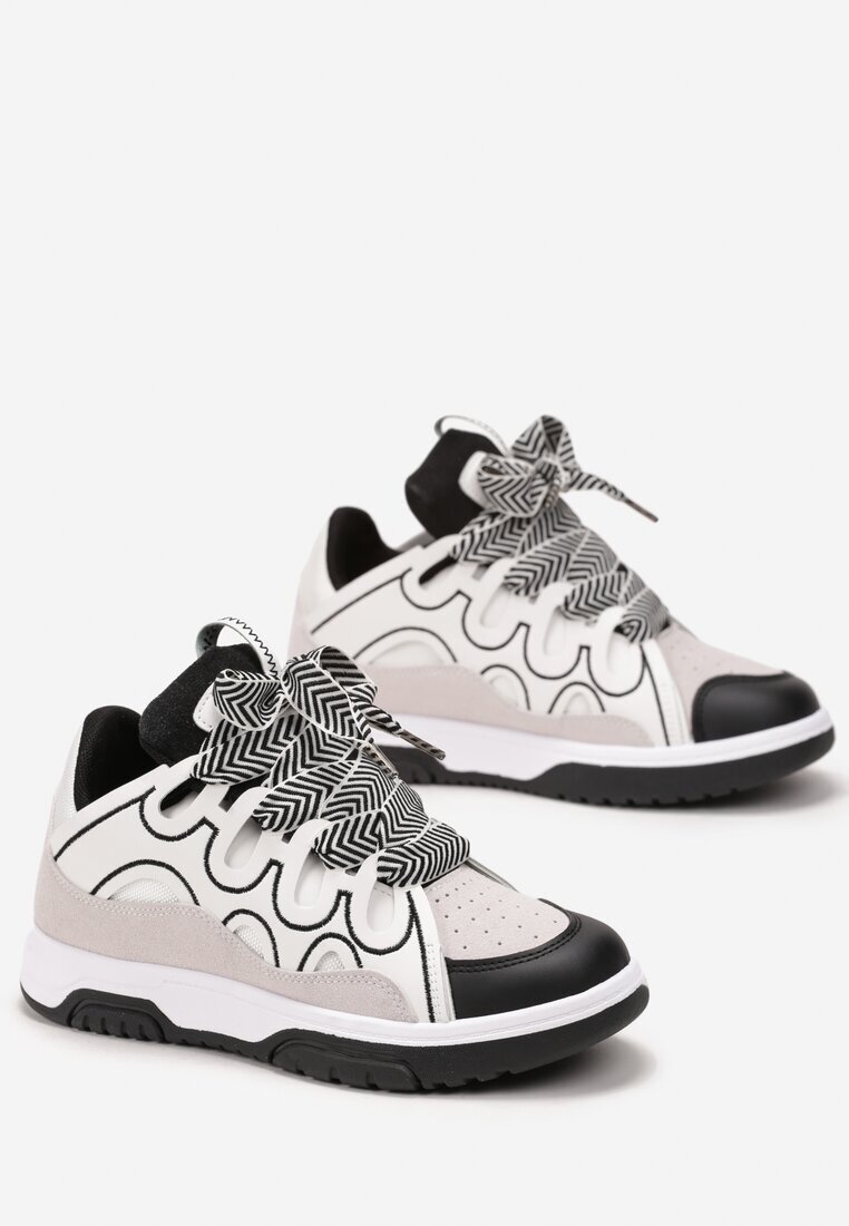  Adidași Albi cu Șireturi Late Nolita