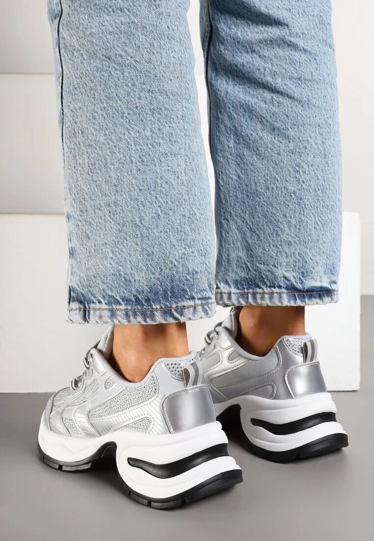  Adidași Argintii Cu Sclipici în stil Streetwear pe talpă de spumă Felindris
