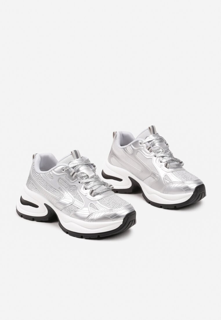  Adidași Argintii Cu Sclipici în stil Streetwear pe talpă de spumă Felindris
