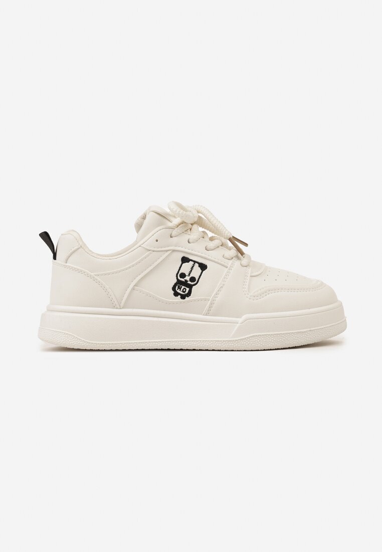  Adidași bej cu șireturi din piele ecologică cu aplicație decorativă și perforații Vetria
