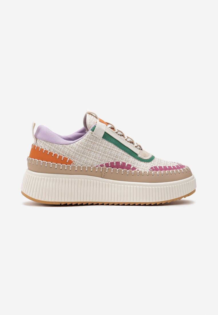  Adidași bej de tweed cu platformă cu cusături Orilenes