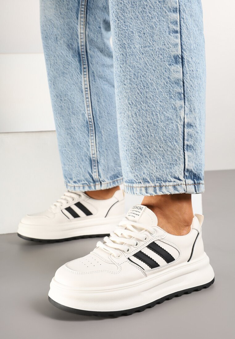  Adidași Bej-Negru cu Model Geométric Fonawia