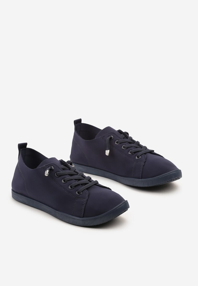  Adidași Bleumarin Cu șireturi Cu pietre decorative Pe talpă plată Iiloeva