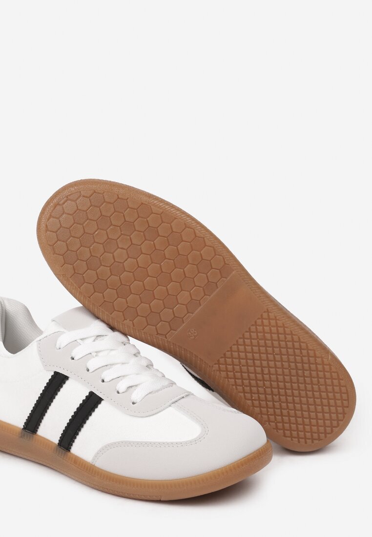  Adidași Casual Albi din piele întoarsă ecologică cu talpă plată Pemeriana