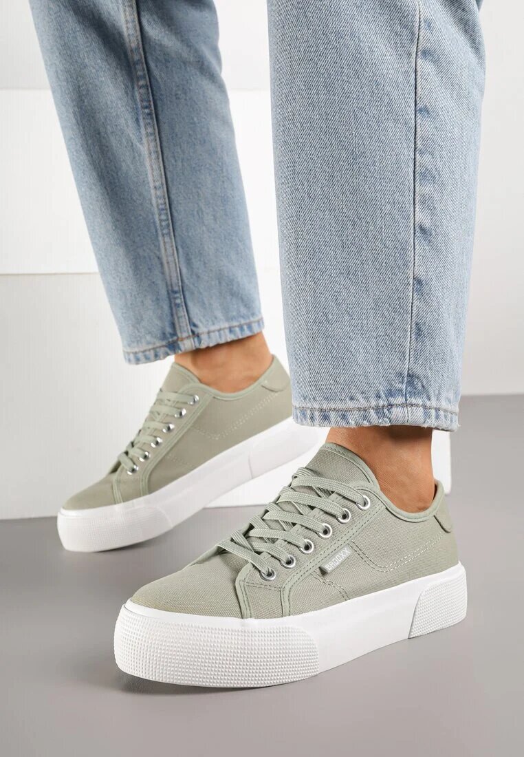  Adidași Casual Verde până la gleznă cu platformă cu șireturi Reapita