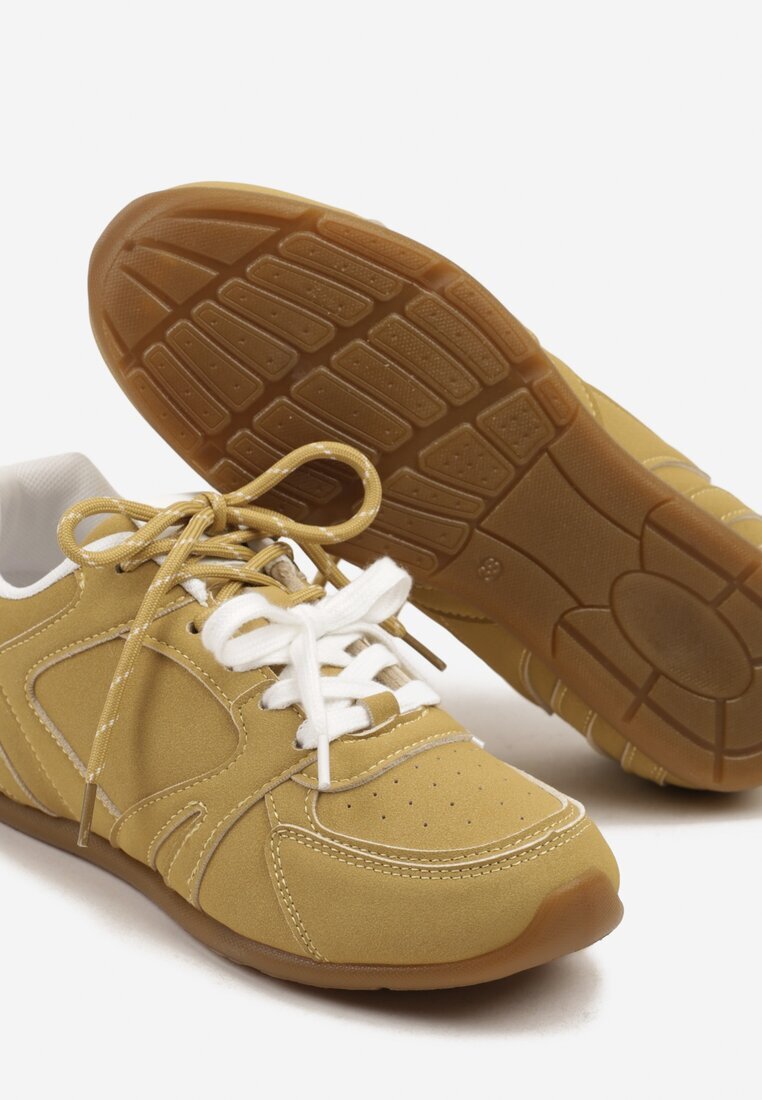  Adidași Galbeni cu Cusături Decorative și Șireturi Duble Telisaria