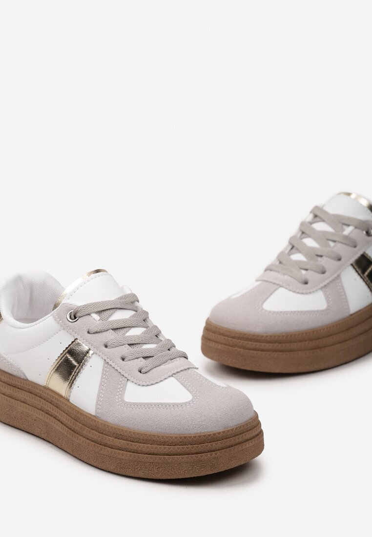  Adidași Gri-Alb cu Talpă Groasă cu Cusături Decorative Ysdole