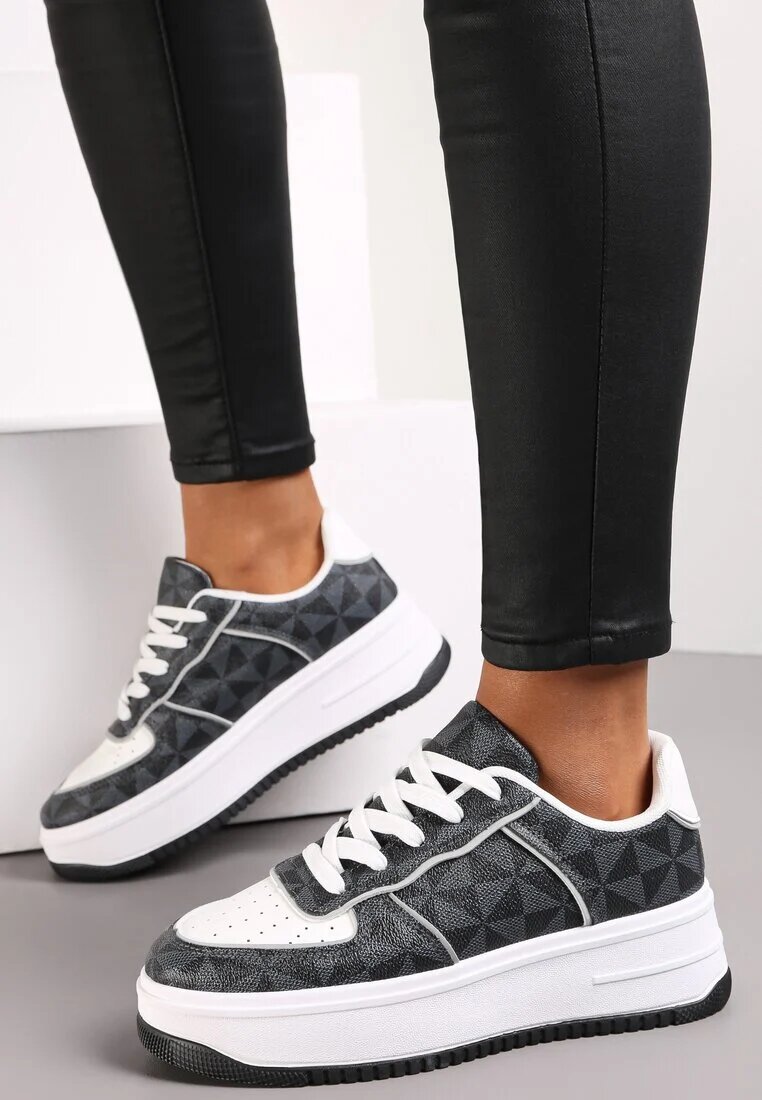  Adidași Gri cu Model Geometric pe Platformă Vihid