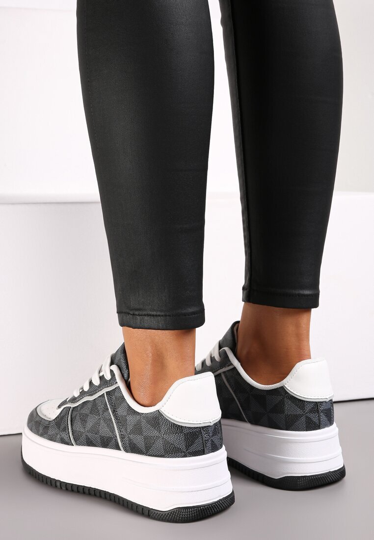  Adidași Gri cu Model Geometric pe Platformă Vihid
