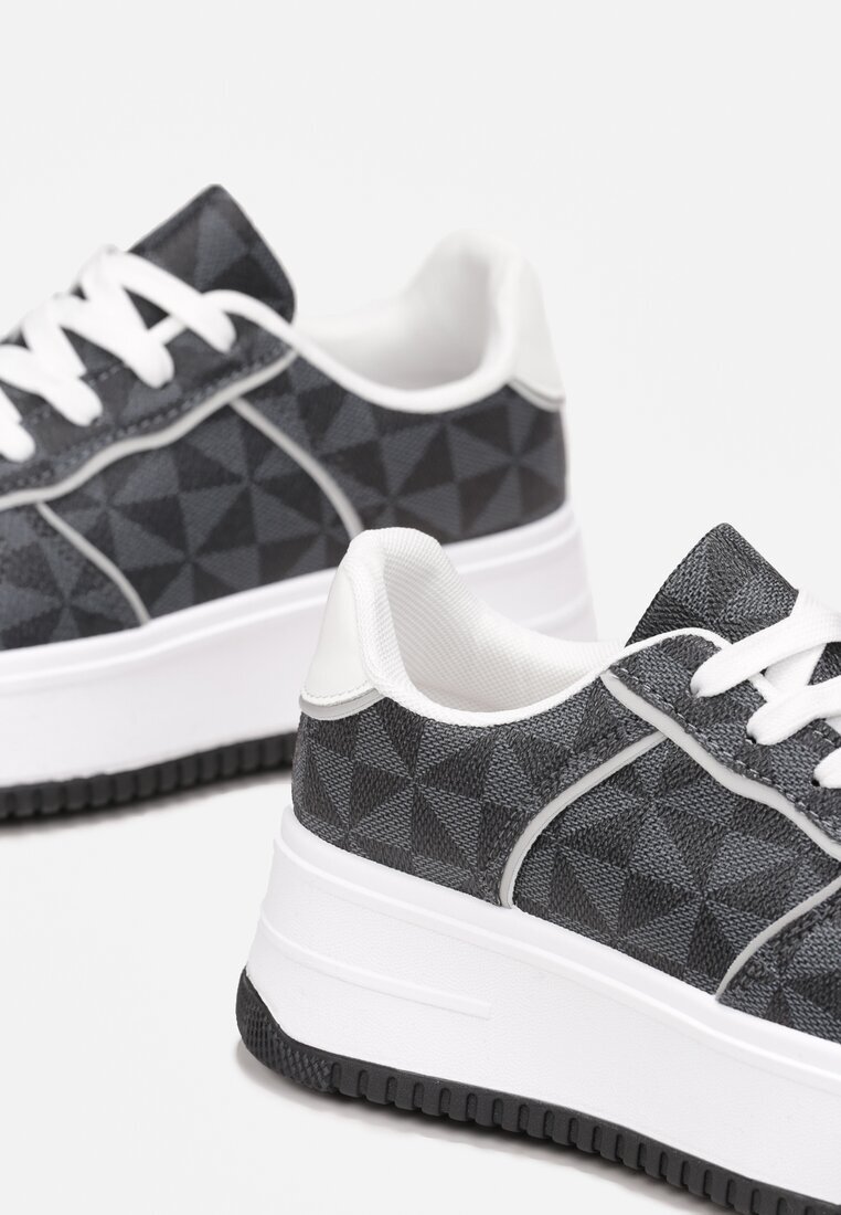  Adidași Gri cu Model Geometric pe Platformă Vihid