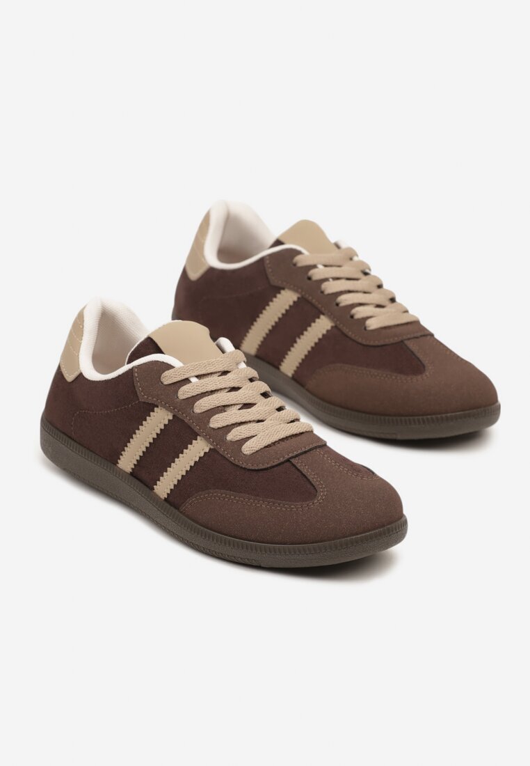  Adidași Maro Casual din piele întoarsă ecologică cu talpă plată Pemeriana