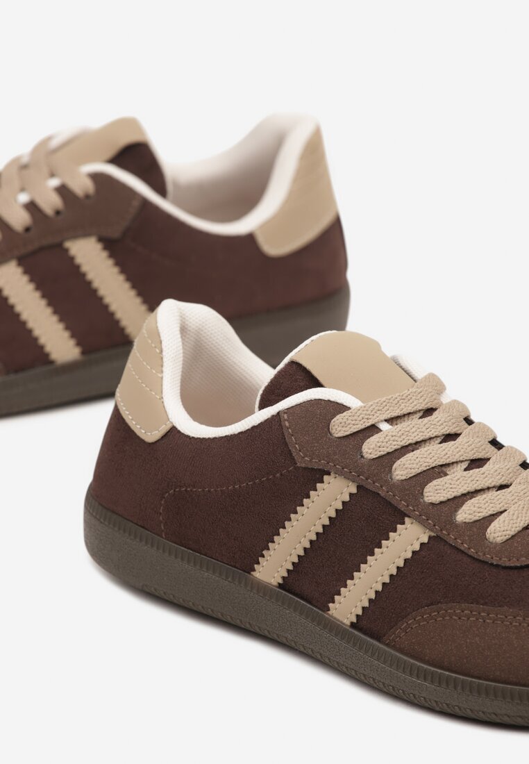  Adidași Maro Casual din piele întoarsă ecologică cu talpă plată Pemeriana