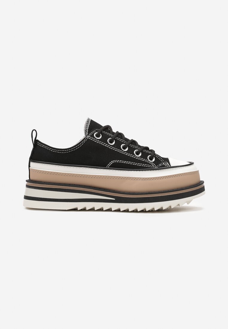  Adidași Negre cu Platformă Decorativă cu Șireturi Moonoria
