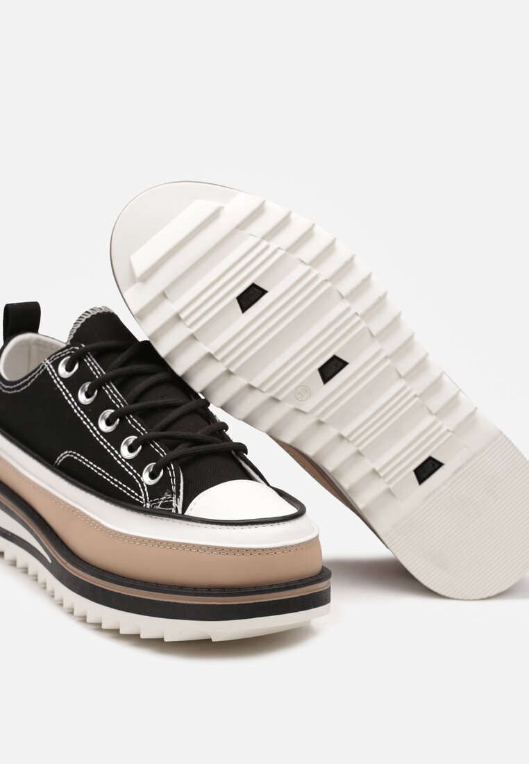  Adidași Negre cu Platformă Decorativă cu Șireturi Moonoria