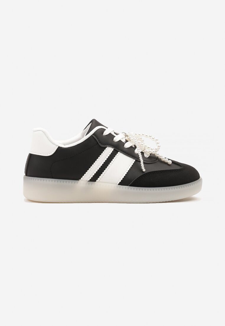  Adidași Negre Tip Tenisi Iconici cu Decorațiuni cu Perle Nalavia