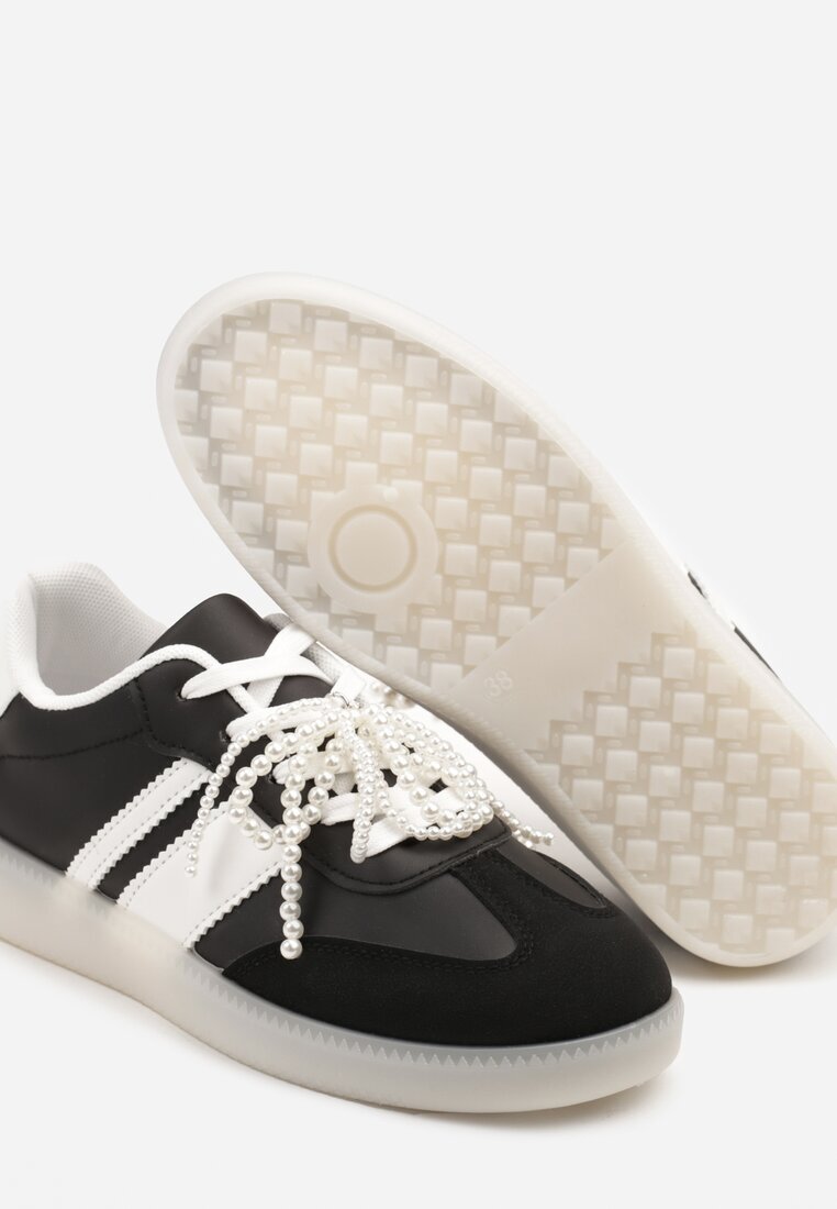  Adidași Negre Tip Tenisi Iconici cu Decorațiuni cu Perle Nalavia