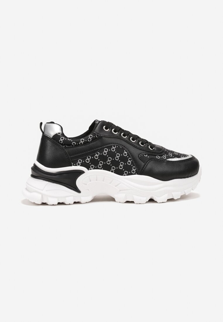  Adidași Negri cu Fir Metalic cu Talpă Groasă Melimeda