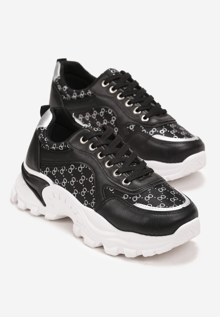  Adidași Negri cu Fir Metalic cu Talpă Groasă Melimeda