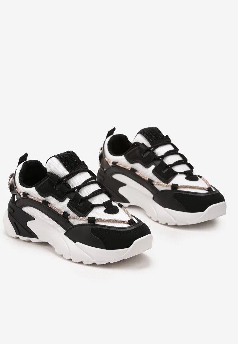  Adidași Negri cu șnur decorativ cu zirconii Saerina