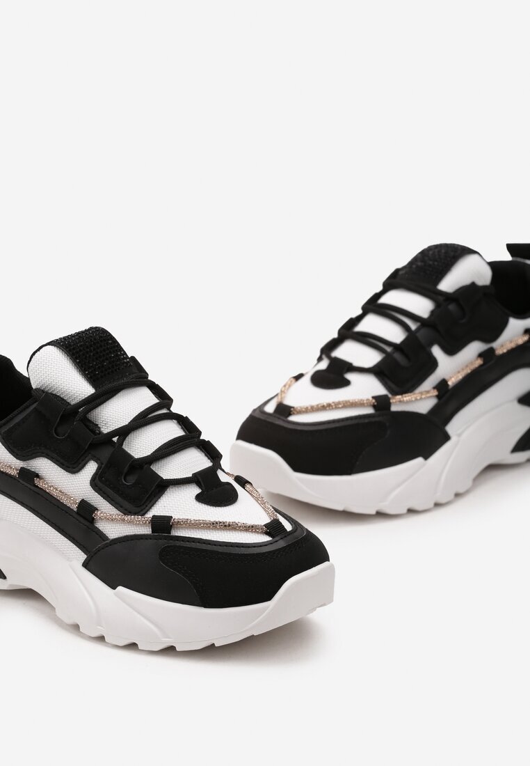  Adidași Negri cu șnur decorativ cu zirconii Saerina