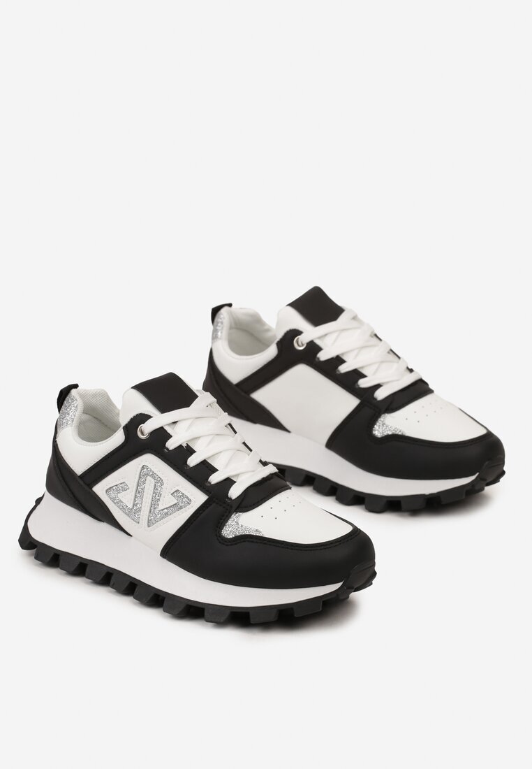  Adidași Negri cu Talpă Lată și Aplicație Sclipitoare Afradia