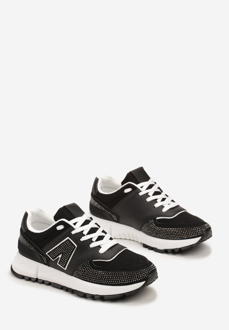  Adidași negri Decorați cu zirconii pe talpă cu decupaje Larzive