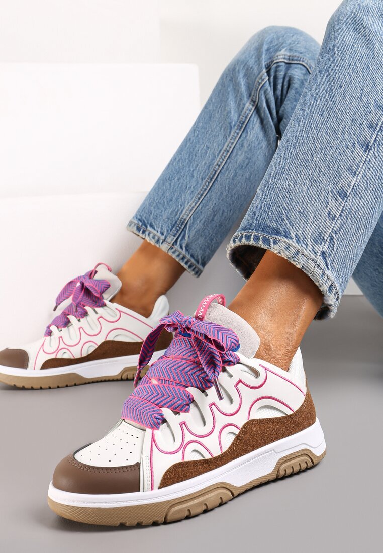  Adidași Roz-Alb Decorate cu Sclipici cu Șireturi Originale Patricie