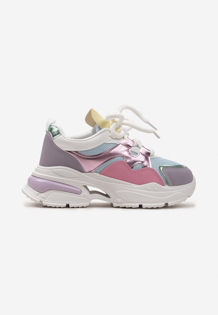  Adidași Roz-Violet pe platformă cu decupaj și șireturi groase Bosylia