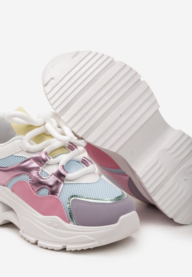  Adidași Roz-Violet pe platformă cu decupaj și șireturi groase Bosylia