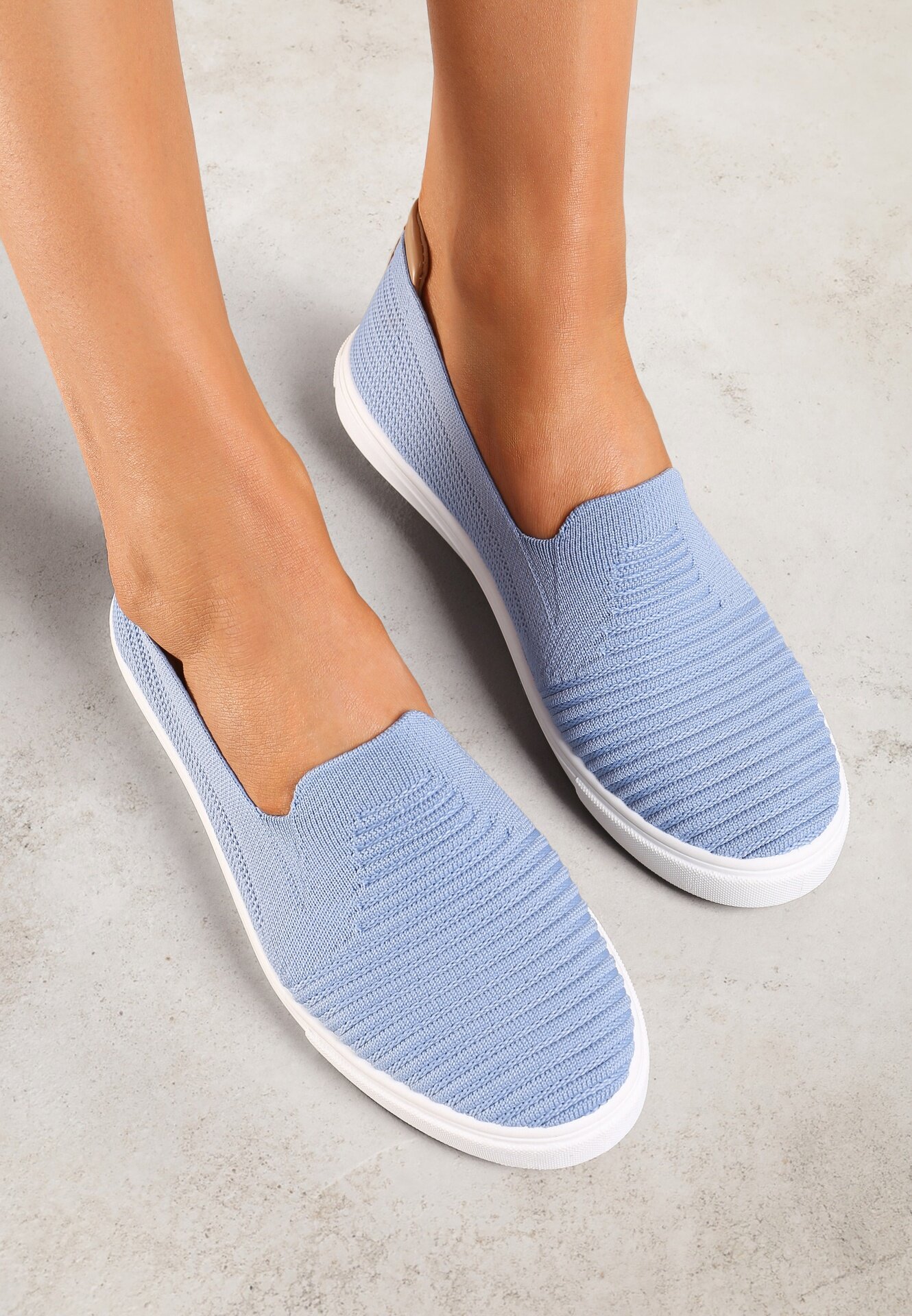  Adidași slip-on albaștri decorați cu inserție din piele ecologică pe călcâi Eliriaba