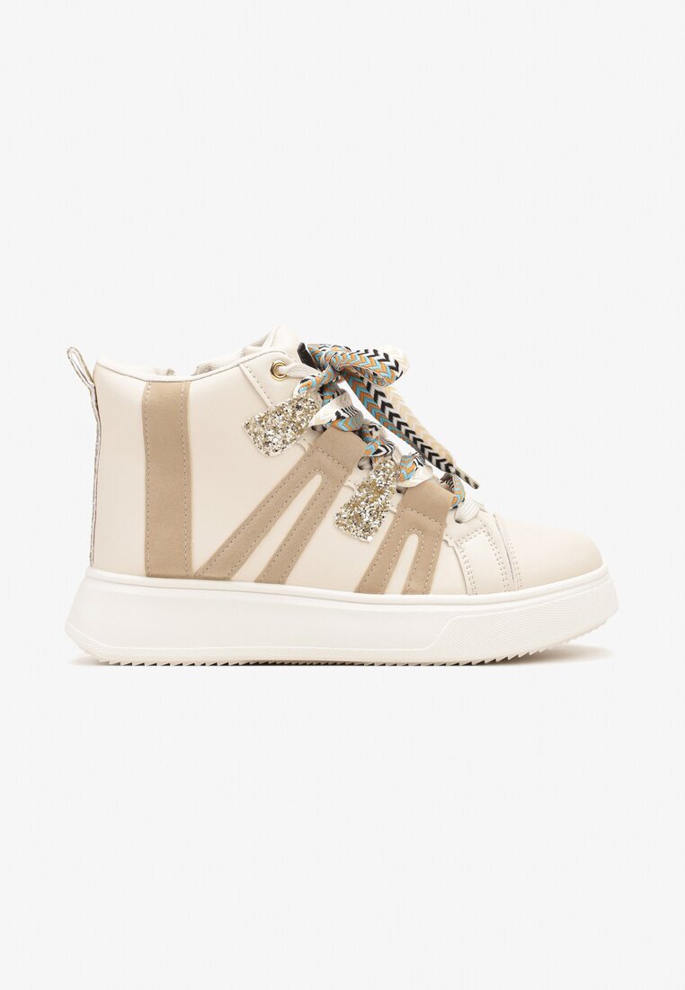  Adidași Streetwear Bej cu talpă groasă decorați cu inserții contrastante Kaittane