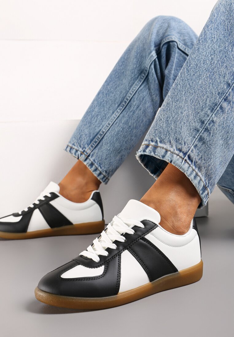  Adidași Tenisi Negru-Alb cu Cusături Decorative Sumina