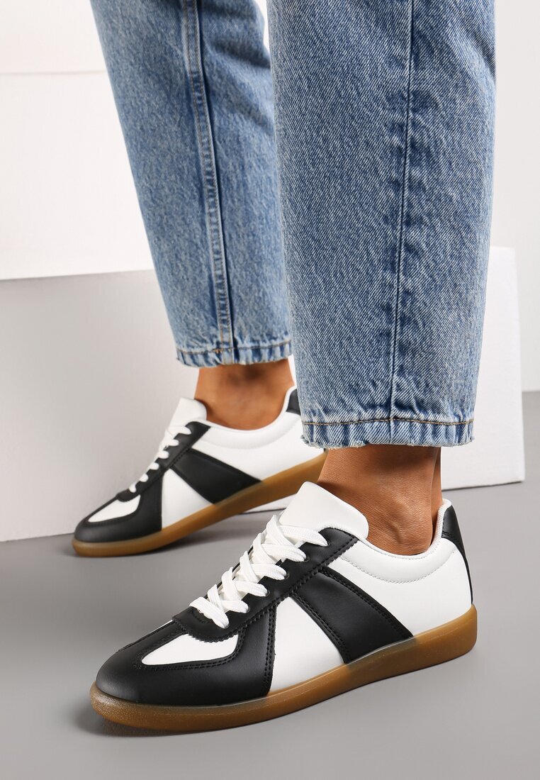  Adidași Tenisi Negru-Alb cu Cusături Decorative Sumina