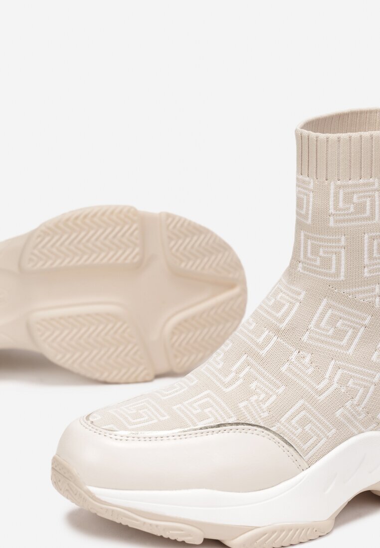  Adidași tip șosetă Bej cu talpă plată groasă Parnelia