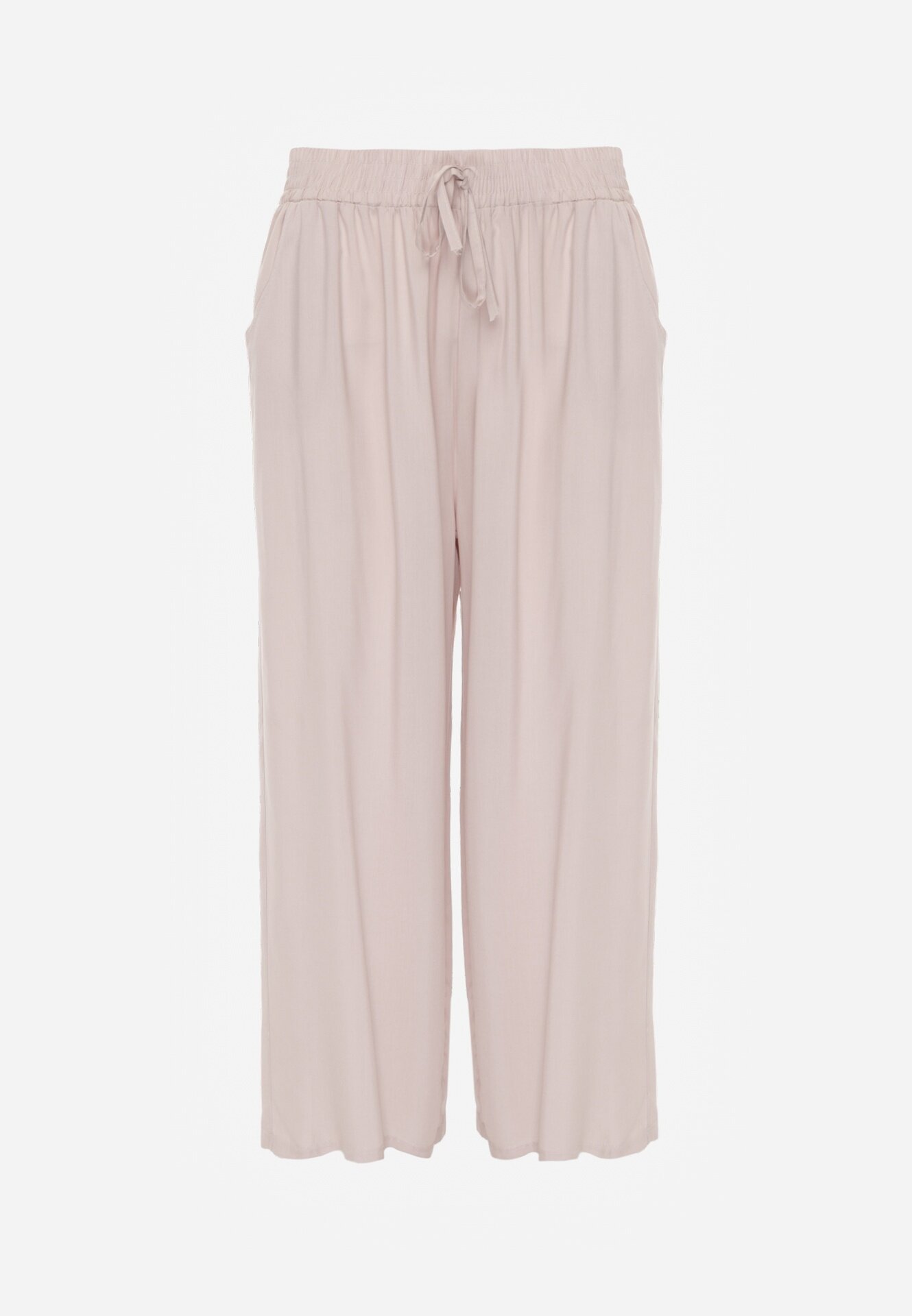 airisa Pantaloni Bej deschis Din bumbac Palazzo High Waist cu elastic în talie Gitanea