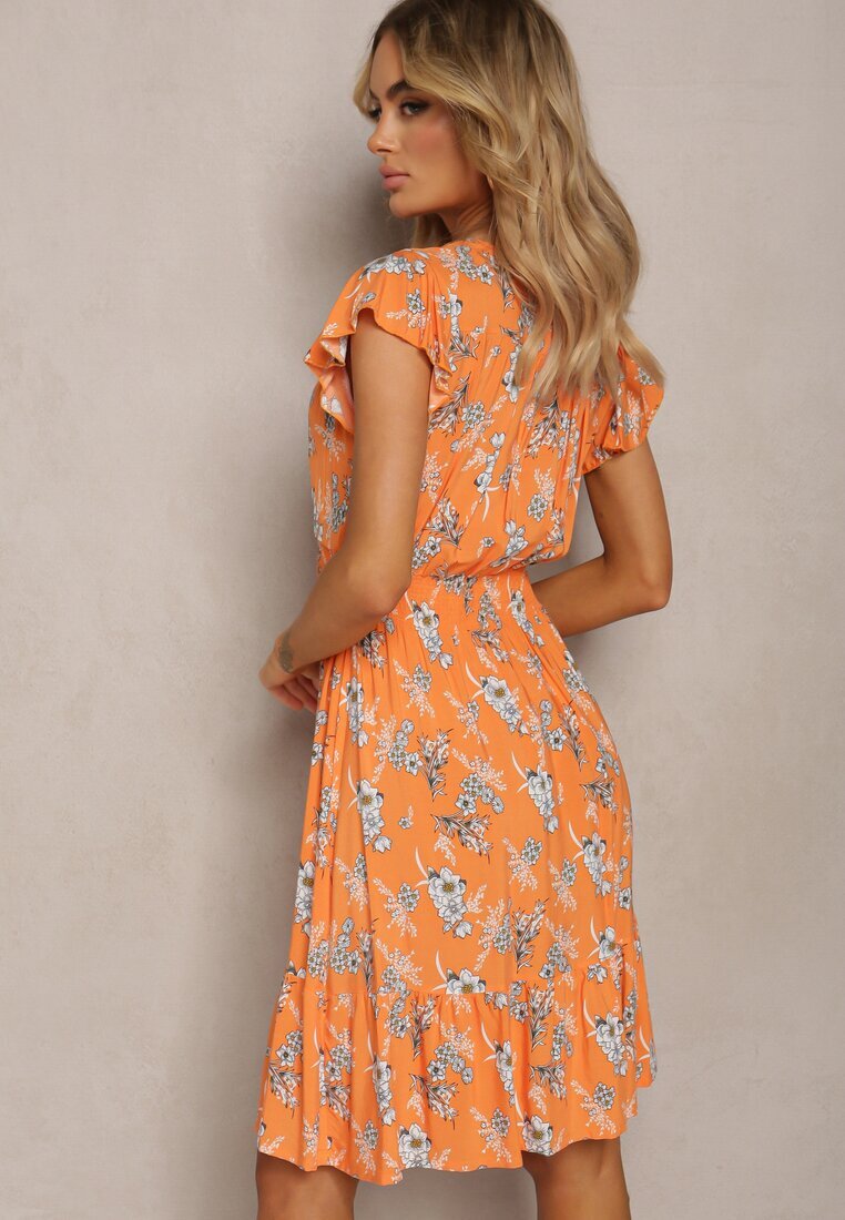 airisa Rochie Portocalie Petrecută De vară Din bumbac Cu imprimeu floral Ilivanna