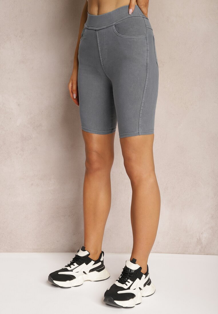 alina Pantaloni scurți Albastru închis cu elastic în talie High Waist Lorolia