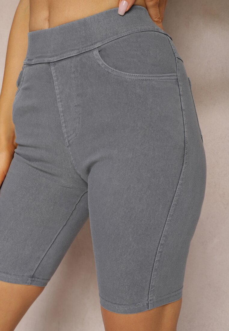 alina Pantaloni scurți Albastru închis cu elastic în talie High Waist Lorolia