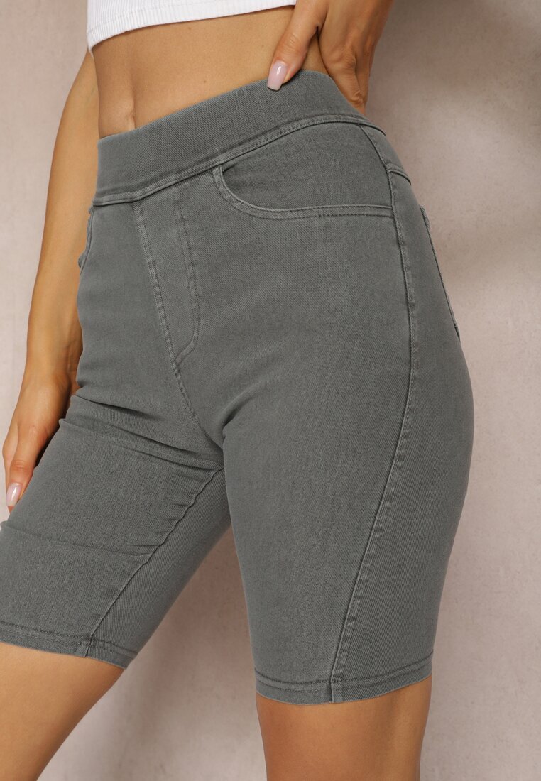 alina Pantaloni scurți Gri cu elastic în talie High Waist Lorolia