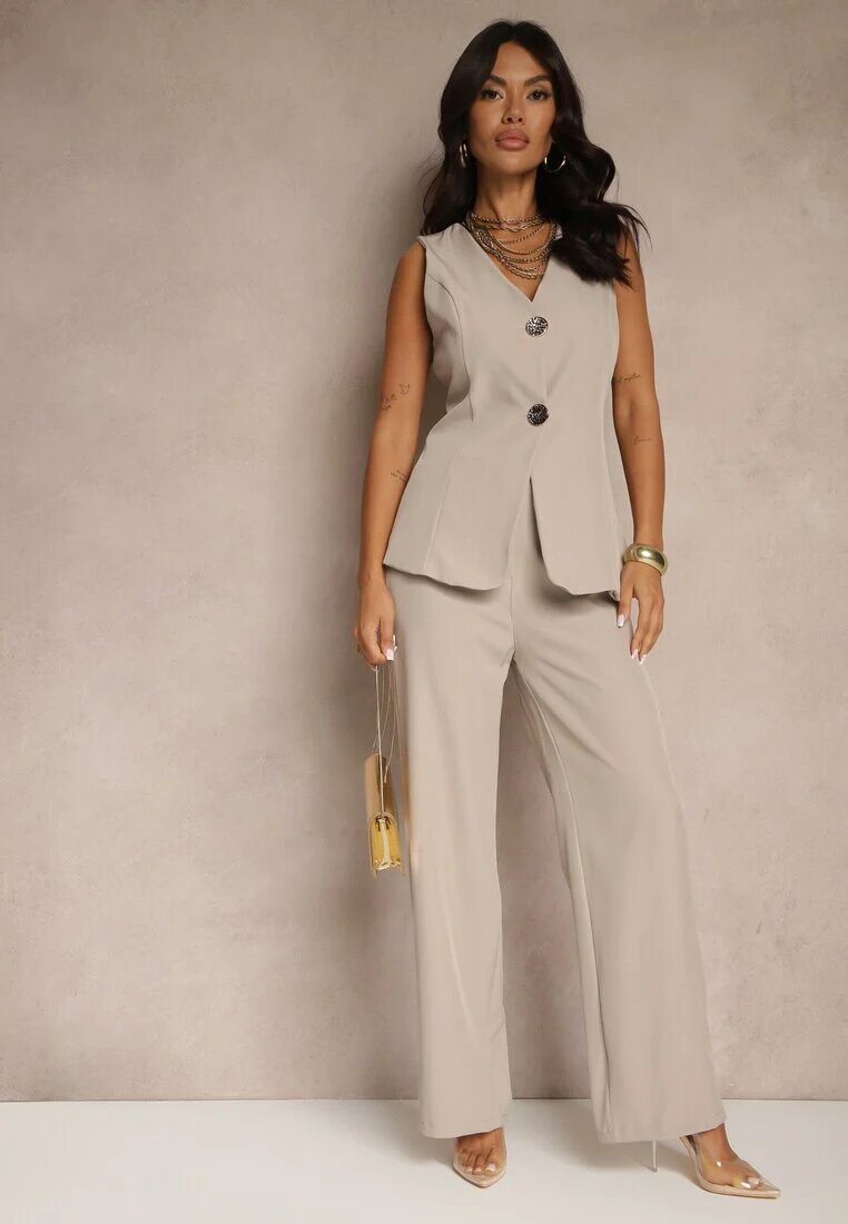 allyson Complet Gri în stil costum Vestă și Pantaloni Filavelle