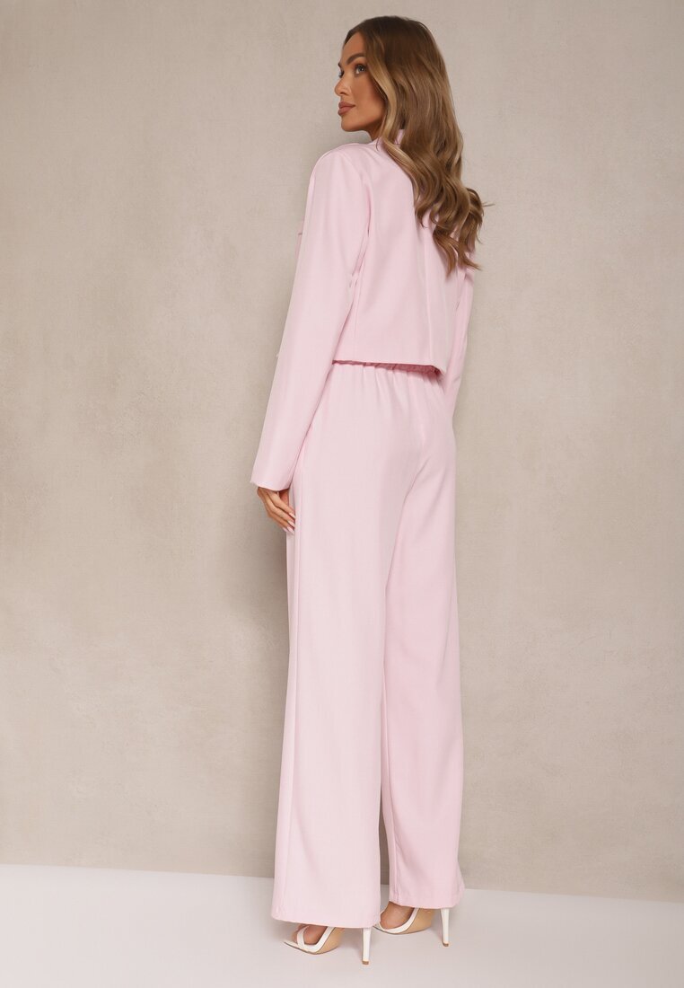 allyson Completu Roz tip costum cu Pantaloni și Sacou cu Broșă Ravkio
