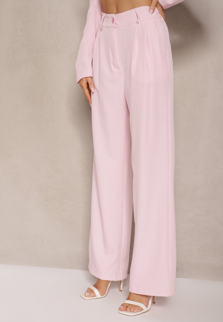 allyson Completu Roz tip costum cu Pantaloni și Sacou cu Broșă Ravkio