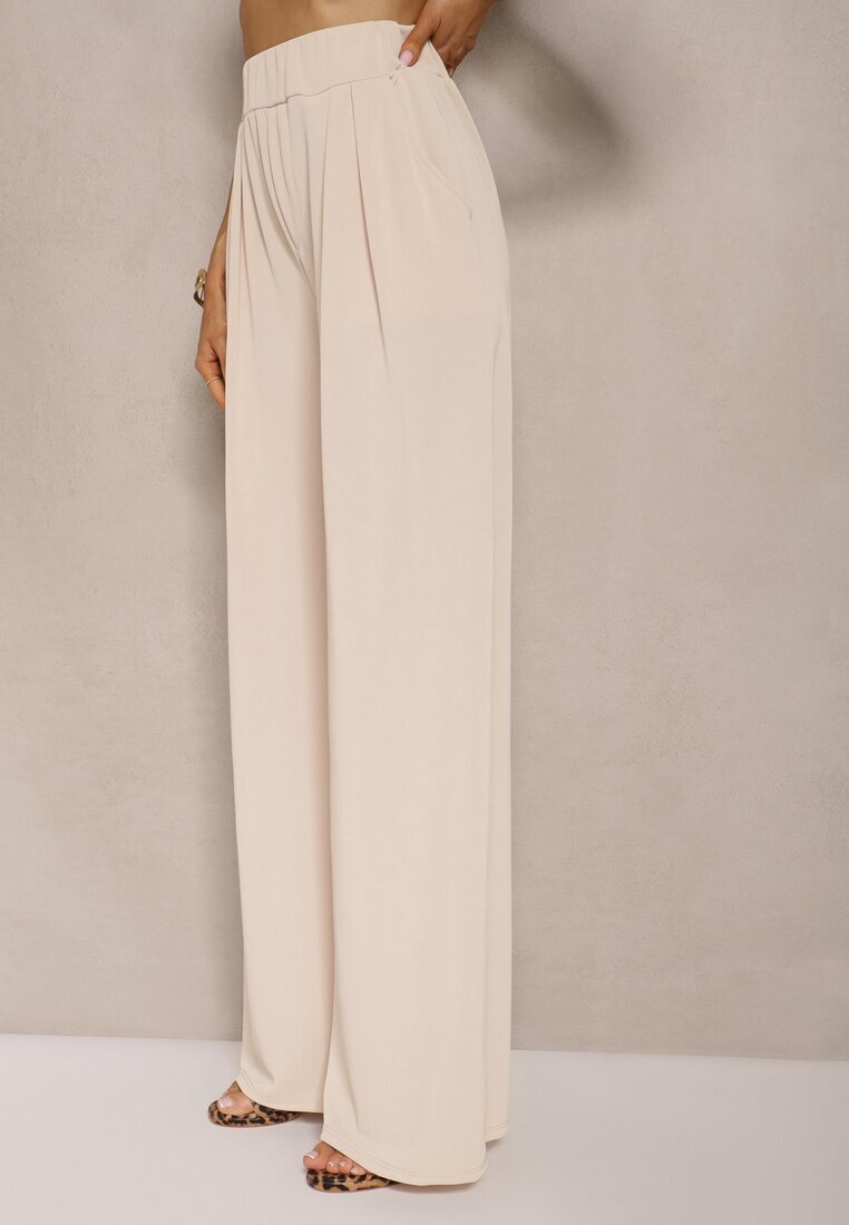 allyson Compleu Bej Top Bandeau cu Trenă și Pantaloni cu croială largă Redomiae