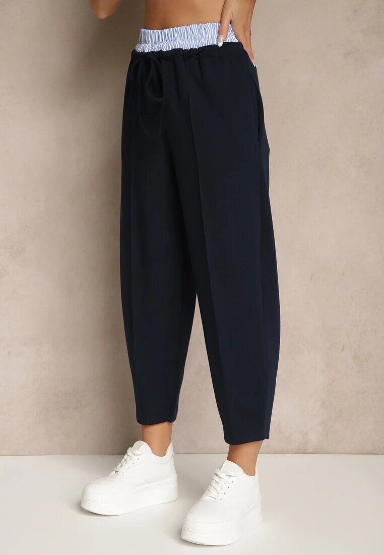 allyson Compleu de Trening Bleumarin cu Viscoză Pantaloni cu șnur decorativ și Top Nitunela