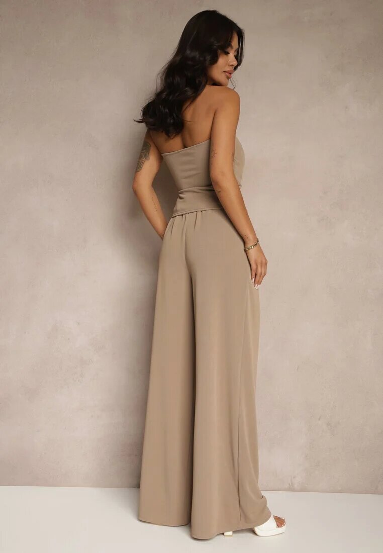 allyson Compleu Maro Top Bandeau cu Trenă și Pantaloni cu croi larg Redomiae